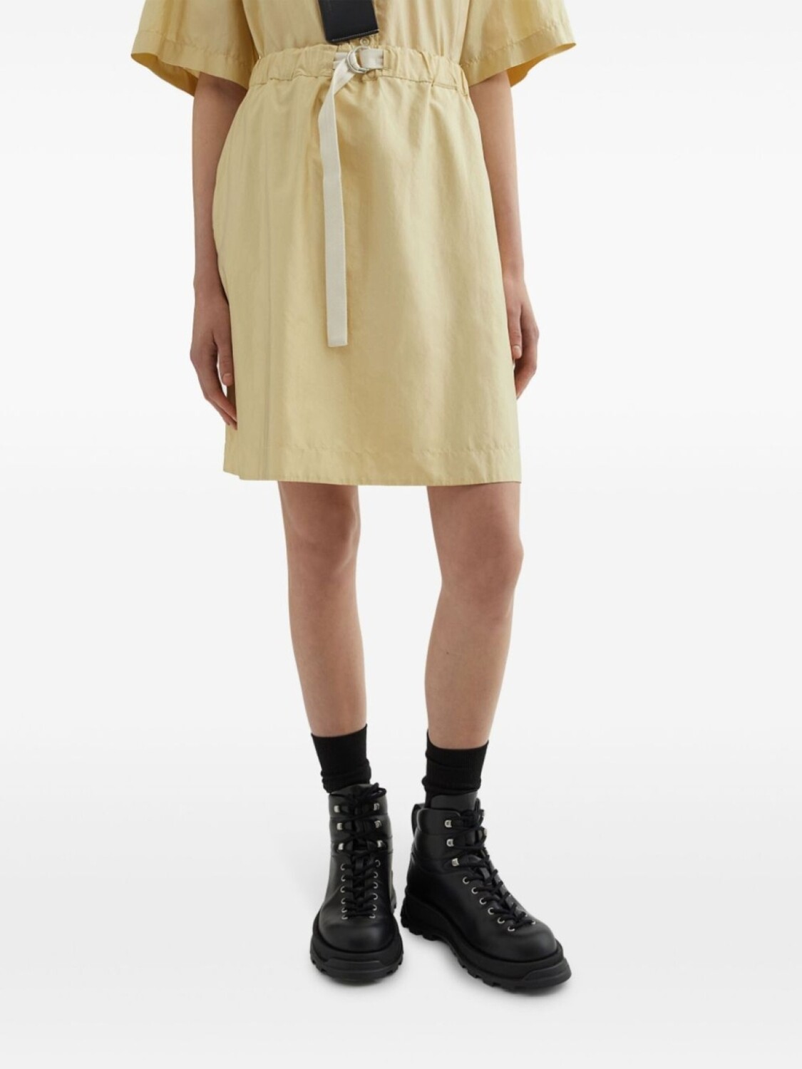 Jil Sander юбка мини с завышенной талией и пряжкой, желтый — фото 3
