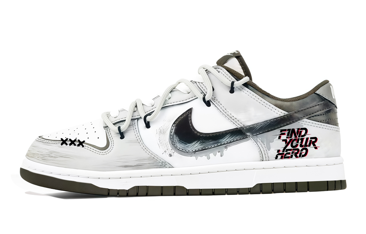 

Nike Мужские износостойкие низкие скейтбордные кроссовки Dunk белого и серого цвета