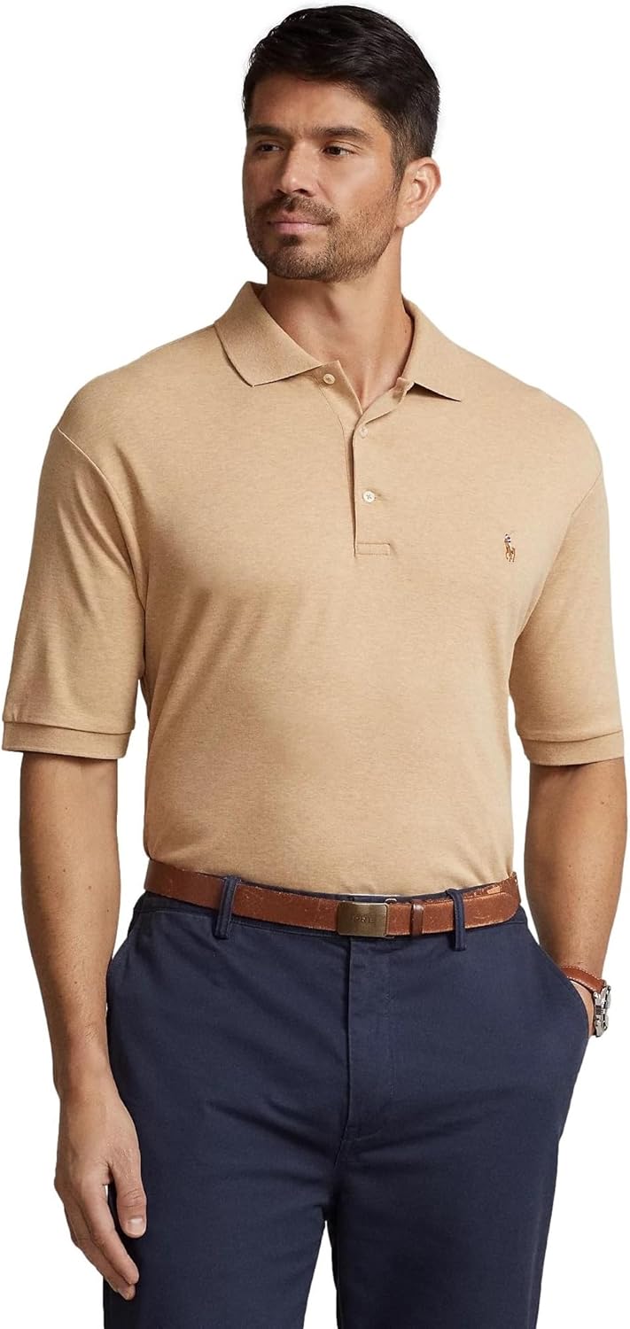 POLO RALPH LAUREN мужская с вышивкой, Camel Heather With Signature Multicoloured Pony — фото 2