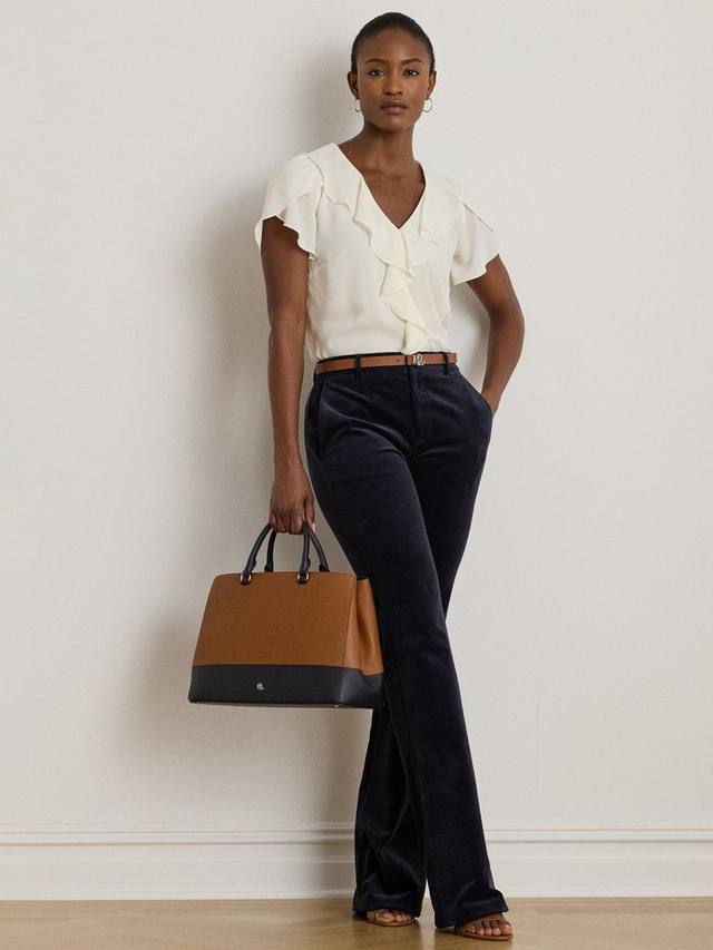 

Блузка Lauren Badayn из жоржета с отделкой рюшами Ralph Lauren, Mascarpone Cream