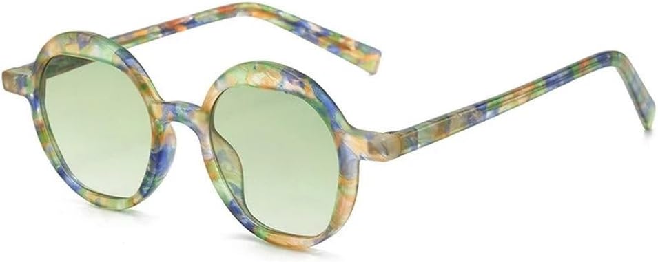 

LVTFCO Винтажная оправа для очков с цветочным леопардовым принтом, женские прозрачные очки, модные круглые солнцезащитные очки с градиентным цветом, защита от УФ-излучения UV400, 5