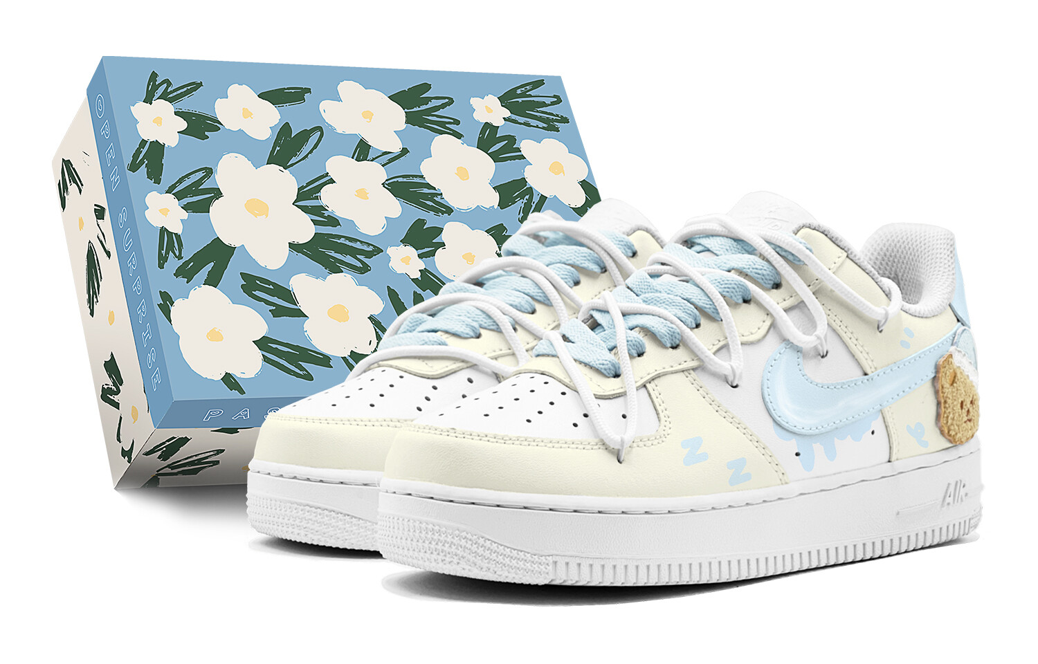 

Кроссовки Nike Air Force 1 Skateboarding Shoes Men Low-top Blue, светло-желтый