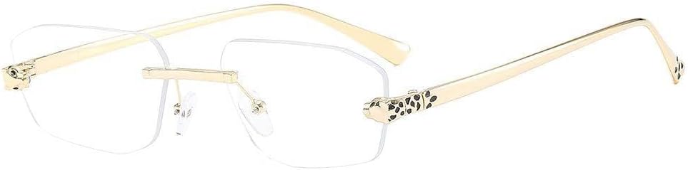 

Маленькие солнцезащитные очки без оправы для женщин и мужчин в стиле ретро, ​​с оправой под золотистый леопардовый принт, солнцезащитные очки с защитой от УФ-излучения UV400 TVTBBVV, 7