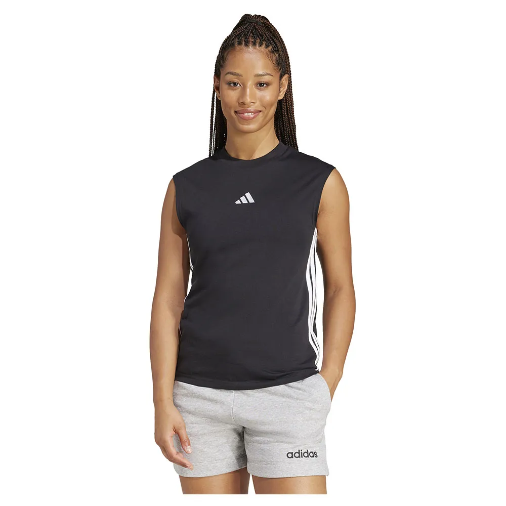 

Футболка без рукавов adidas Essentials 3 Stripes Cotton Lifestyle Tank, черный