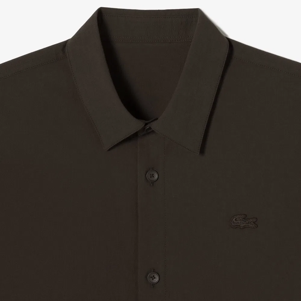 Мужская рубашка с коротким рукавом коричневая от Lacoste — фото 2