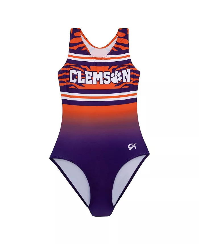 Элитный гимнастический купальник Clemson Tigers в фиолетовом цвете для девочек старшего возраста GK Elite — фото 2