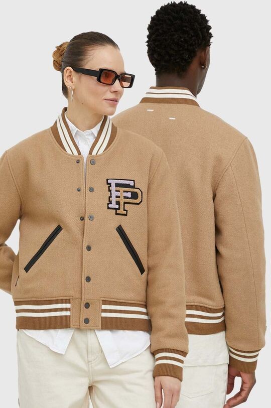 

Шерстяной бомбер Varsity Jacket Filling Pieces, коричневый