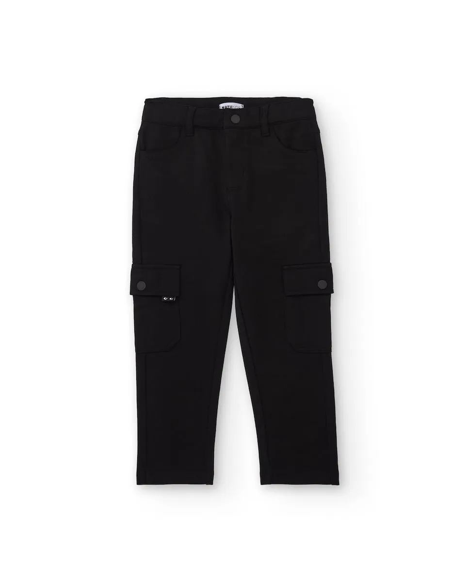 

Черные карго-штаны для мальчика с боковыми карманами Tuc tuc