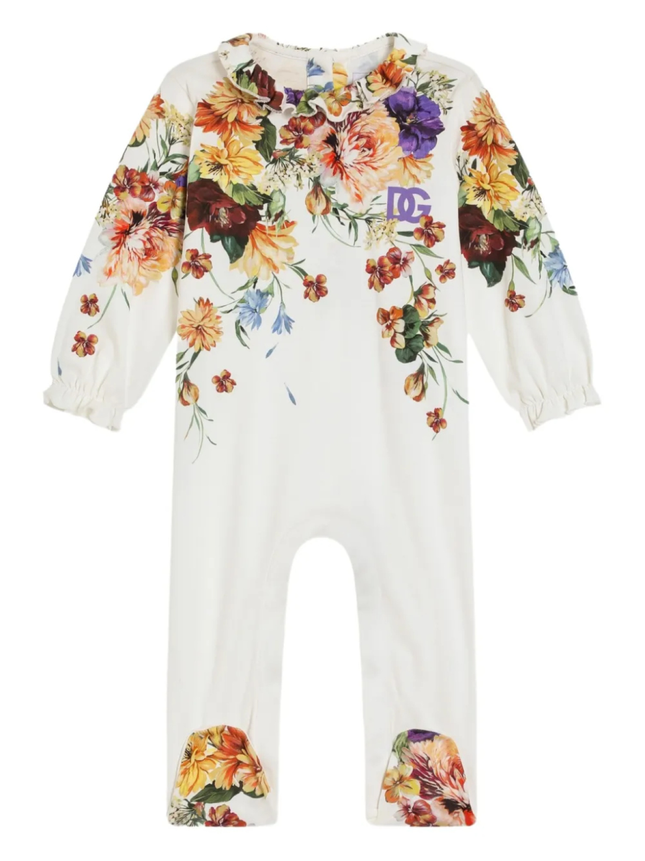 Dolce & Gabbana Kids комплект для новорожденного с цветочным принтом, белый — фото 2