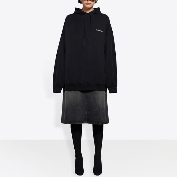 Свитер fleece sports hoodie black Balenciaga, черный — фото 3