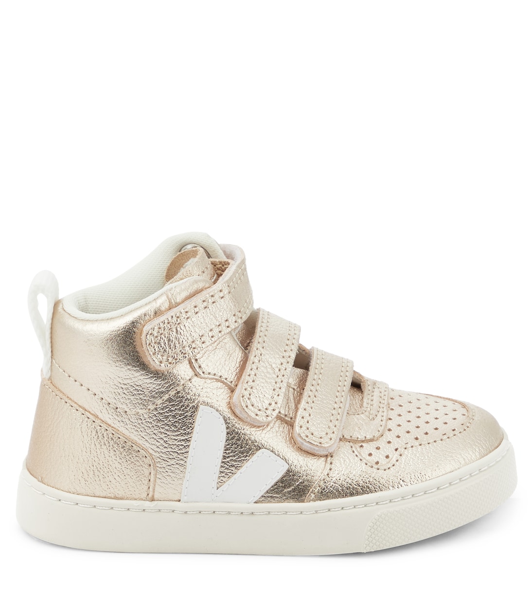 Кроссовки V-10 Mid из металлизированной кожи Veja Kids, Platine_white — фото 4