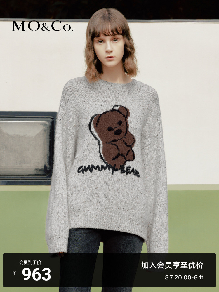 

Свитер шерстяной Moco Fun Bear Moanke с узором, бежевый