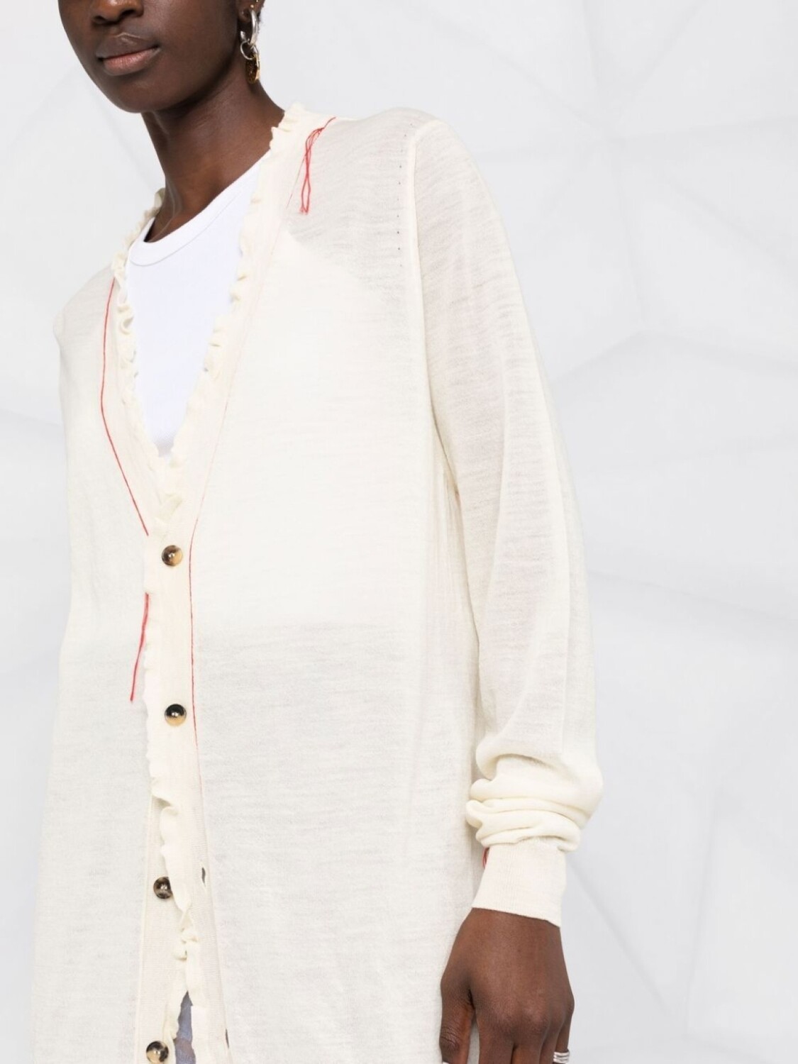 Maison Margiela кардиган с вышитым логотипом, нейтральный цвет — фото 3