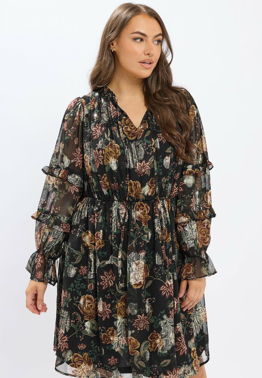 

Платье Yours Clothing Day dress, Black/Multi-Coloured