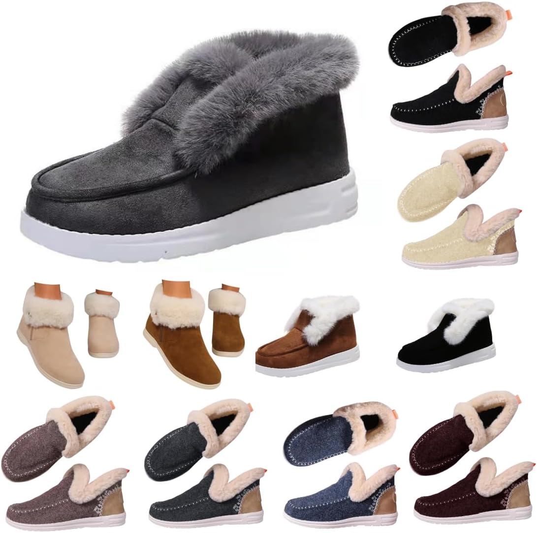 

Тапочки Baimiu для женщин и мужчин, для дома и улицы, зимние теплые пушистые ботинки, кроссовки без шнурков для уютных ног, широкие тапочки унисекс, серый