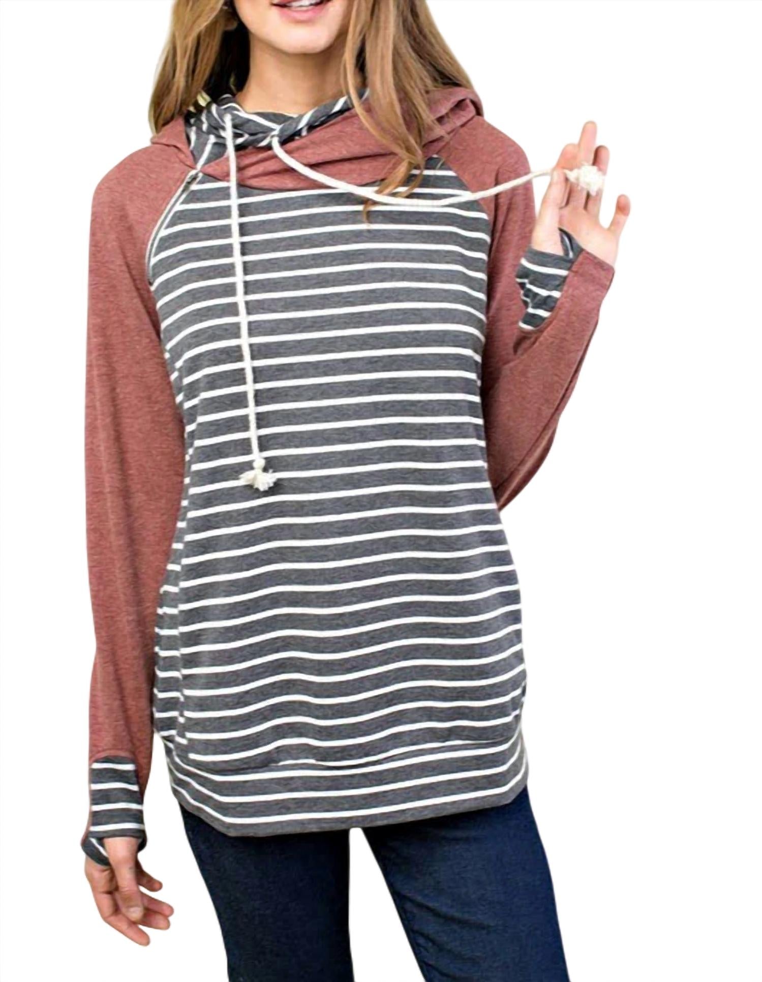 

Толстовка с капюшоном Colorblock Double Hood серого цвета Main Strip
