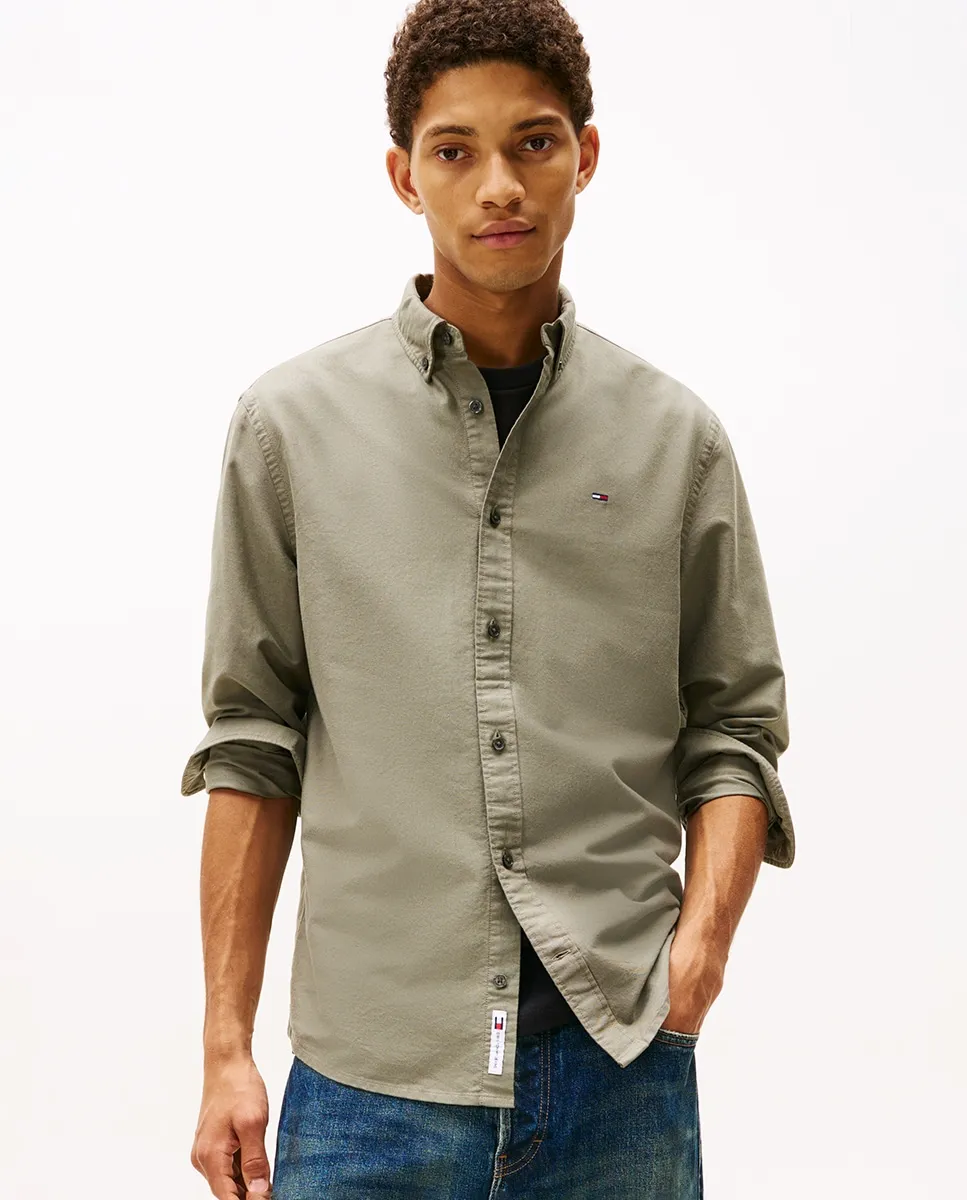 

Мужская рубашка прямого кроя из ткани Оксфорд Tommy Jeans, темно-зеленый