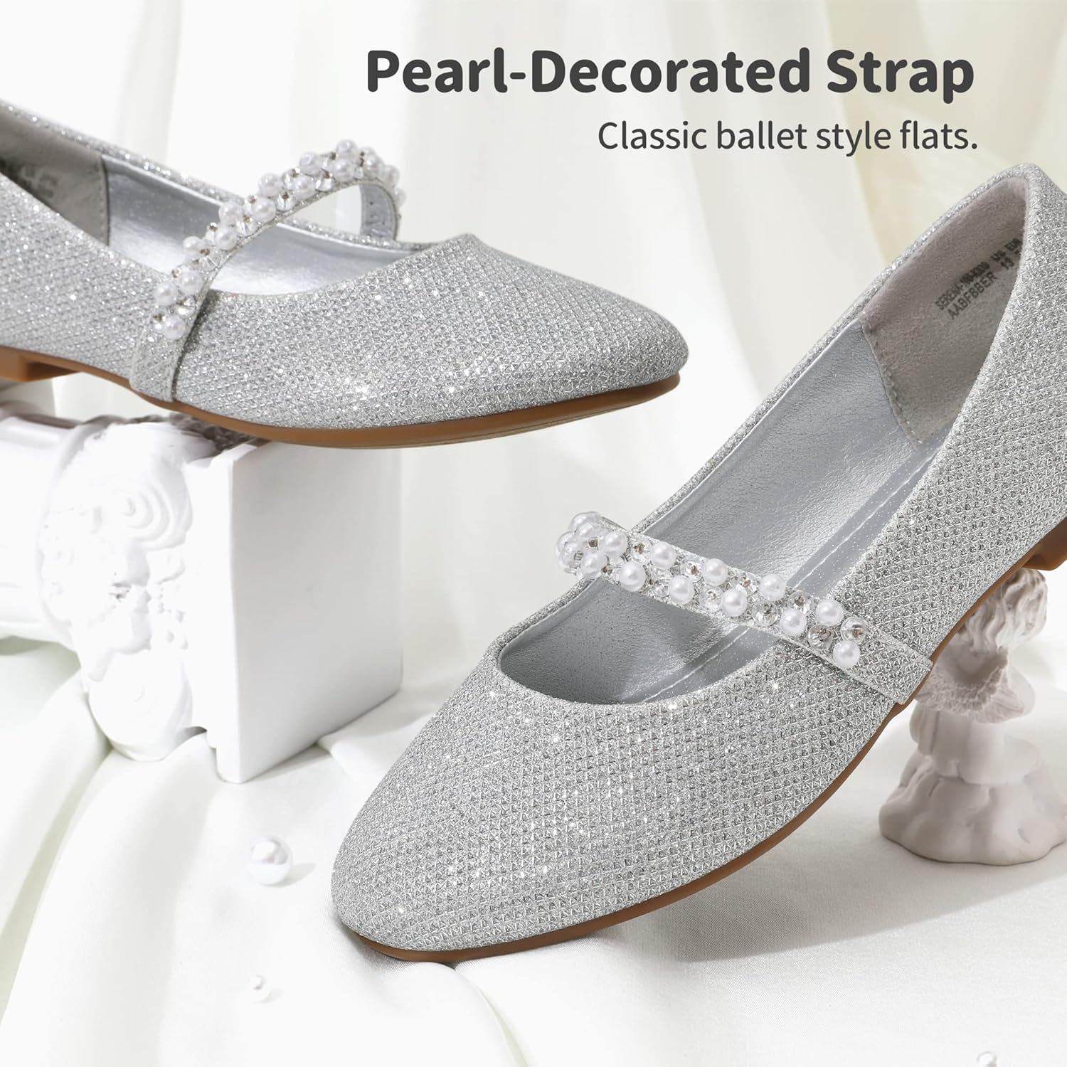 Туфли для девочек DREAM PAIRS Mary Jane Ballerina Flats для свадьбы, вечеринок (малыши/маленькие дети/старшие дети), серебро — фото 3
