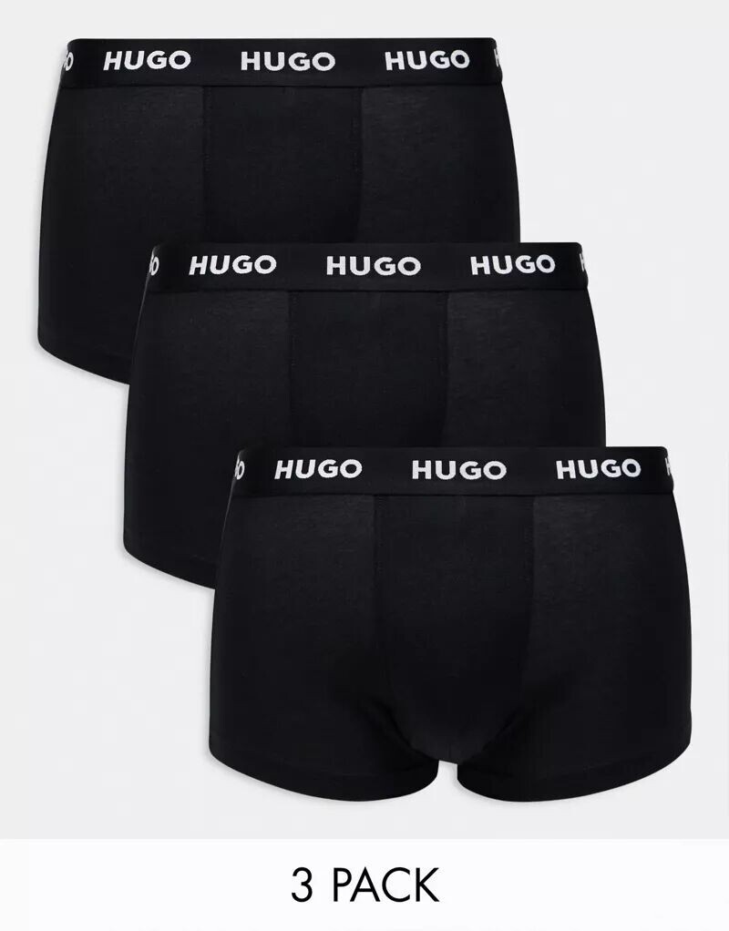 

Комплект из трех черных плавок HUGO Bodywear с логотипом на поясе Hugo Red