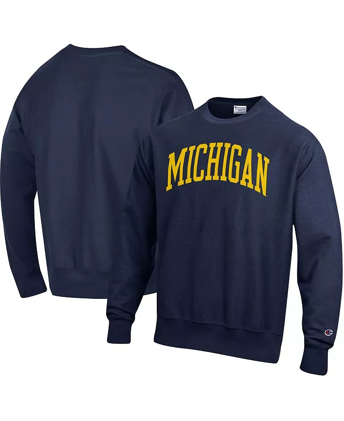 

Мужской синий свитшот Michigan Wolverines Arch Reverse Weave Champion