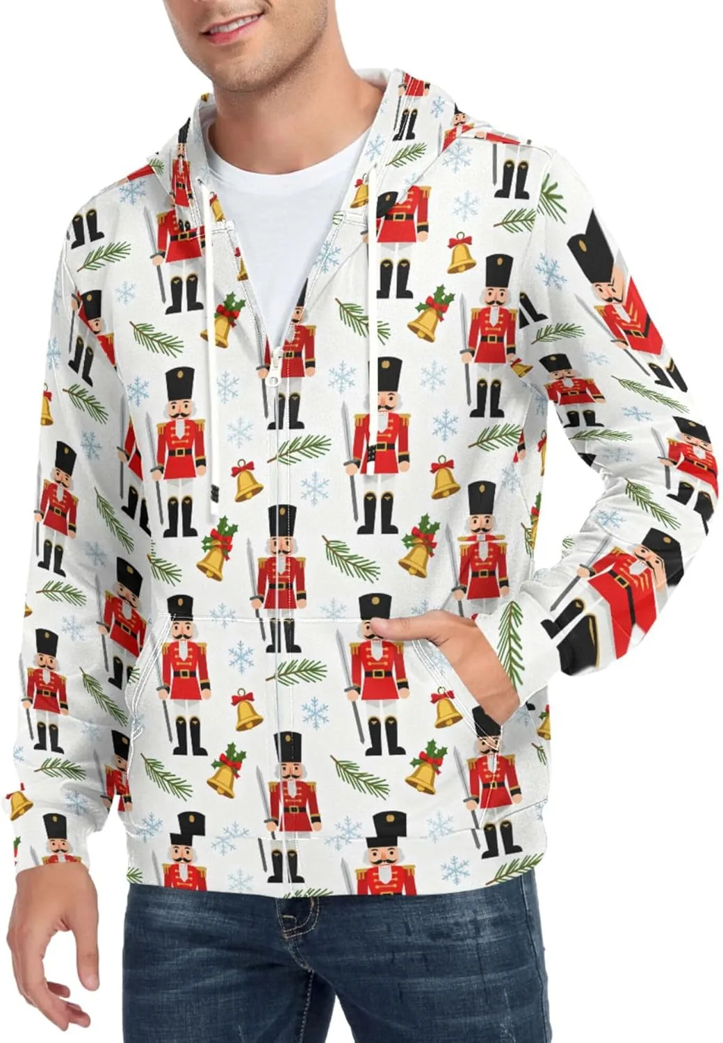 

Мужская толстовка с молнией Nutcracker Soldier Snowflake Pine CUPADA