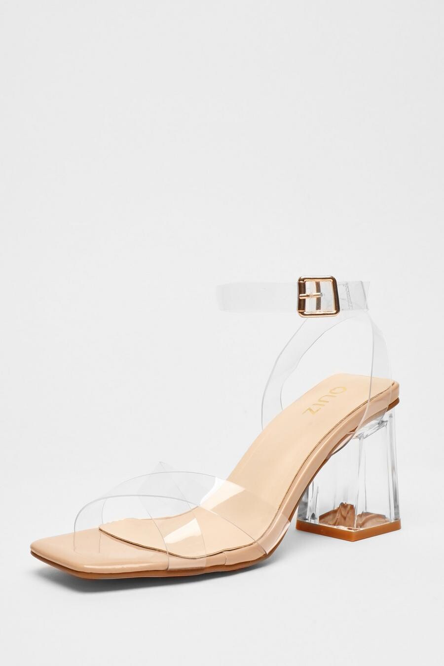 

Босоножки Nude Cross Strap Clear на каблуке QUIZ Clothing