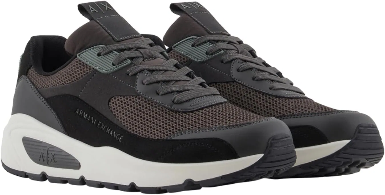 Мужские кроссовки Armani Exchange из микрозамши разных оттенков, Black Peat — фото 4