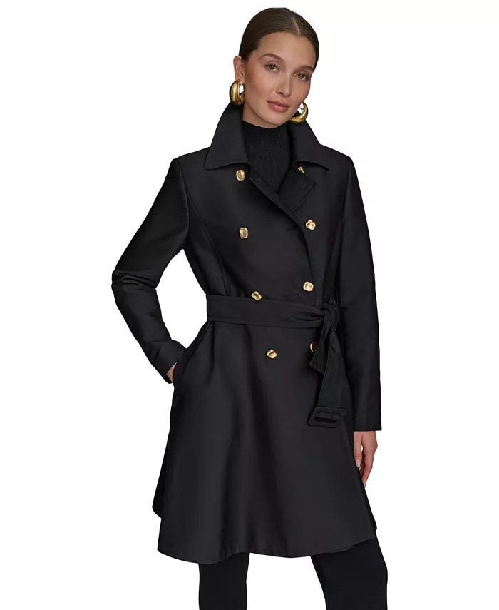 

Женское двубортное пальто с юбкой Trench Coat Donna Karan New York, черный