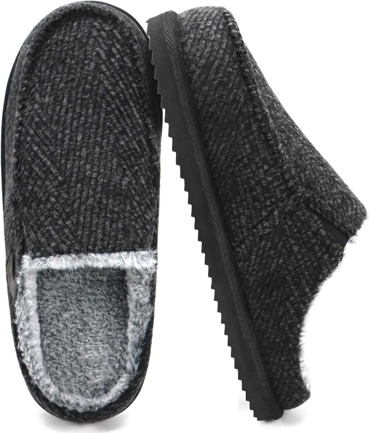 

Мужские тапочки ONCAI, теплые и удобные с эффектом памяти, из хлопкового вельвета с полосками и искусственным мехом, домашние для мужчин, для использования внутри и снаружи, с противоскользящей резиновой подошвой, размеры США 7-16, черный