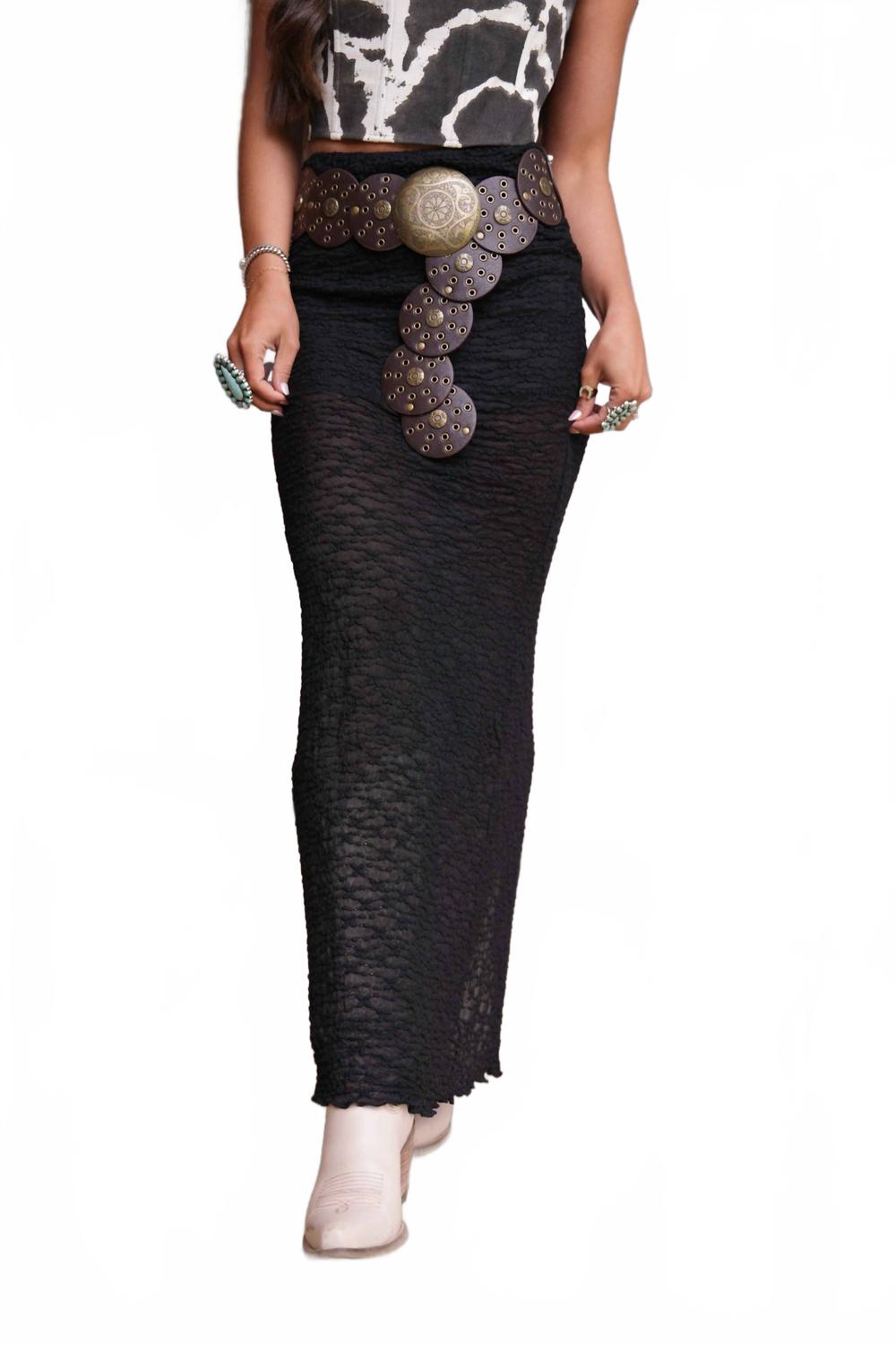 

Прибрежная ковбойская макси-юбка в черном цвете Pretty Garbage