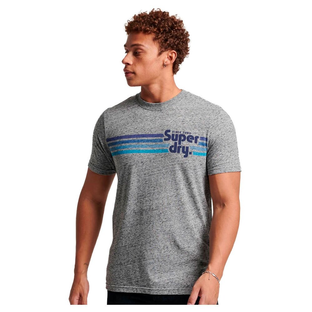 

Футболка Superdry Terrain Striped Logo Short Sleeve Round Neck, серый