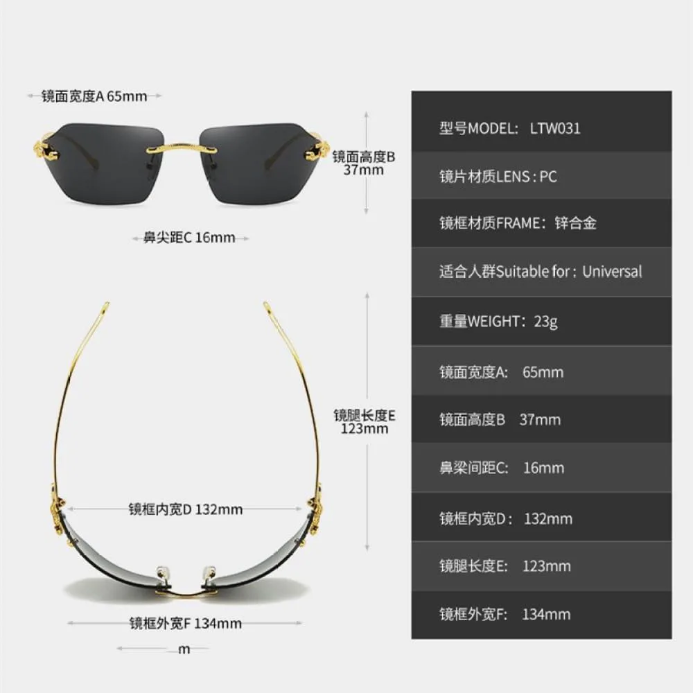 

Солнцезащитные очки без оправы, прямоугольной формы, маленькие, мужские и женские, металлические, золотистые, многоугольные, синие, UV400, без оправы MTZJH, Gold