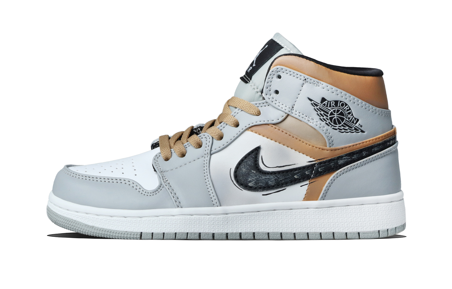 

Кроссовки Air 1 Soft Sand Warm устойчивые к истиранию мид-топ винтажные баскетбольные unisex коричневый Jordan, светло-коричневый