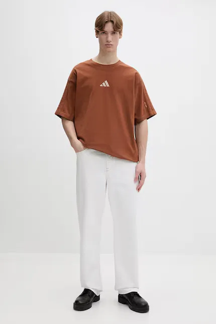 Футболка из хлопка T-shirt bawełniany Adidas, коричневый — фото 2