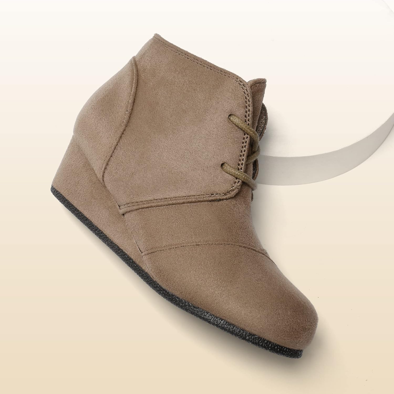 DREAM PAIRS ботильоны на низком клиновидном каблуке с боковой молнией для малышей/детей младшего и старшего возраста, Taupe — фото 3