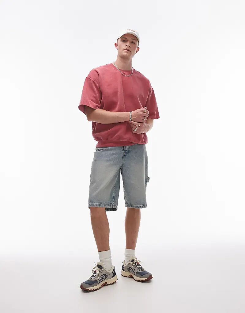 

Толстовка Topman с короткими рукавами и эффектом потертости красного цвета