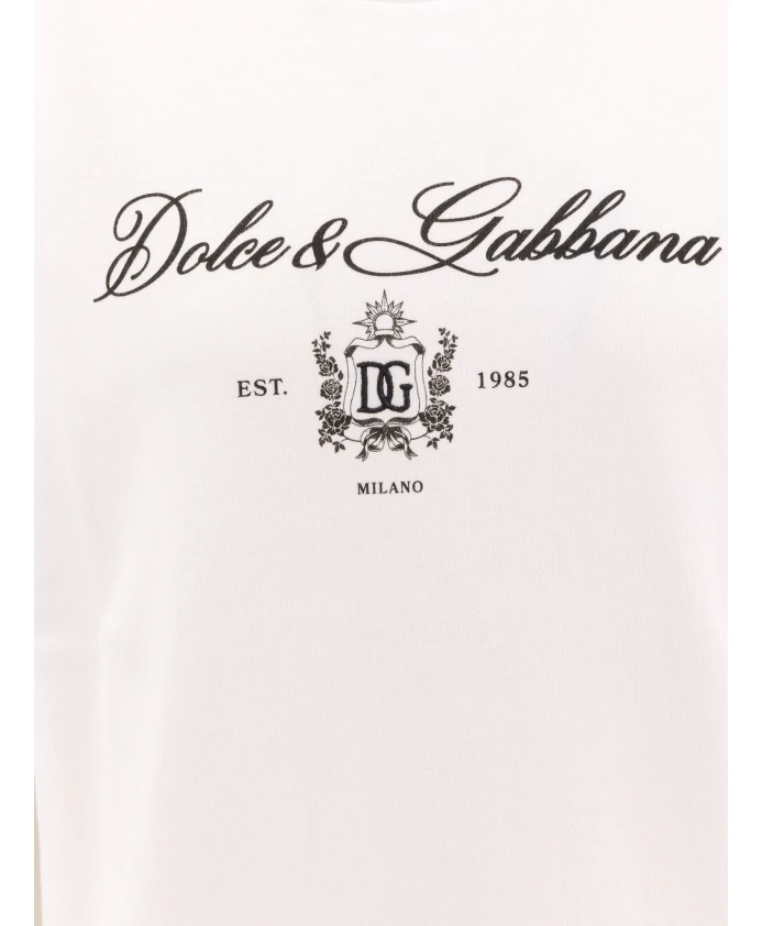 Футболка Dolce & Gabbana Ribbed With Monogram And Logo, белый — фото 3