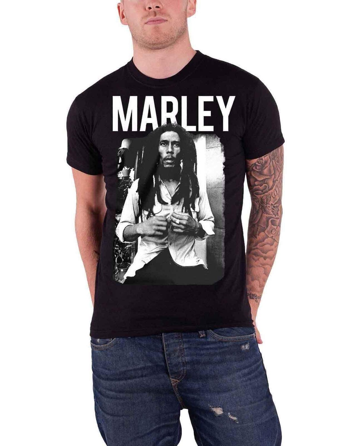 

футболка с изображением раста Bob Marley, черный