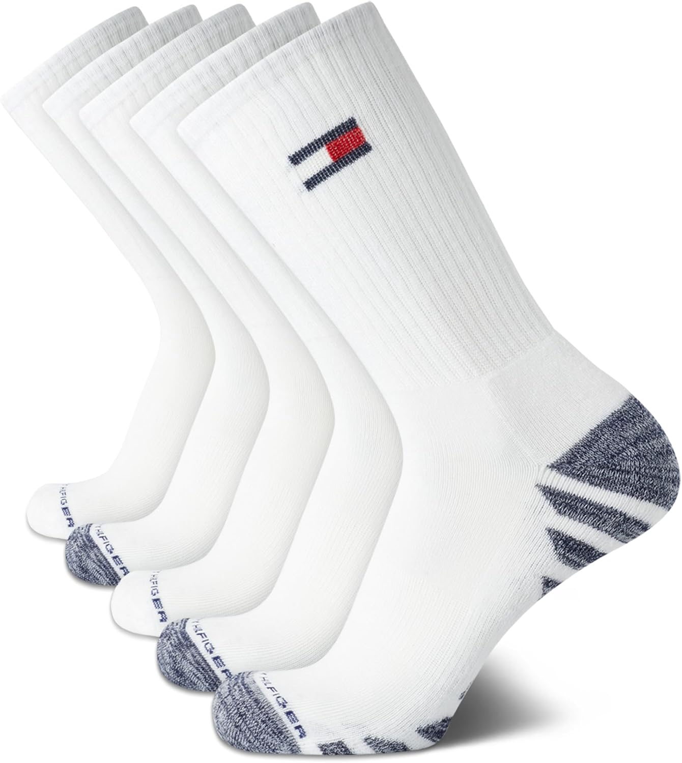 

Мужские носки Tommy Hilfiger Crew Socks - 5 пар спортивных носков с эластичной подкладкой и амортизацией (размер обуви: 7-12), White/White