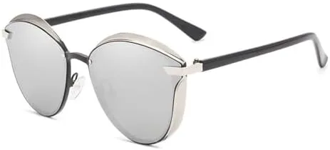 

2026 2024 Поляризованные солнцезащитные очки для женщин, элегантные солнцезащитные очки для дам, защита UV400, модные очки «кошачий глаз» MTZJH, C05 Silver