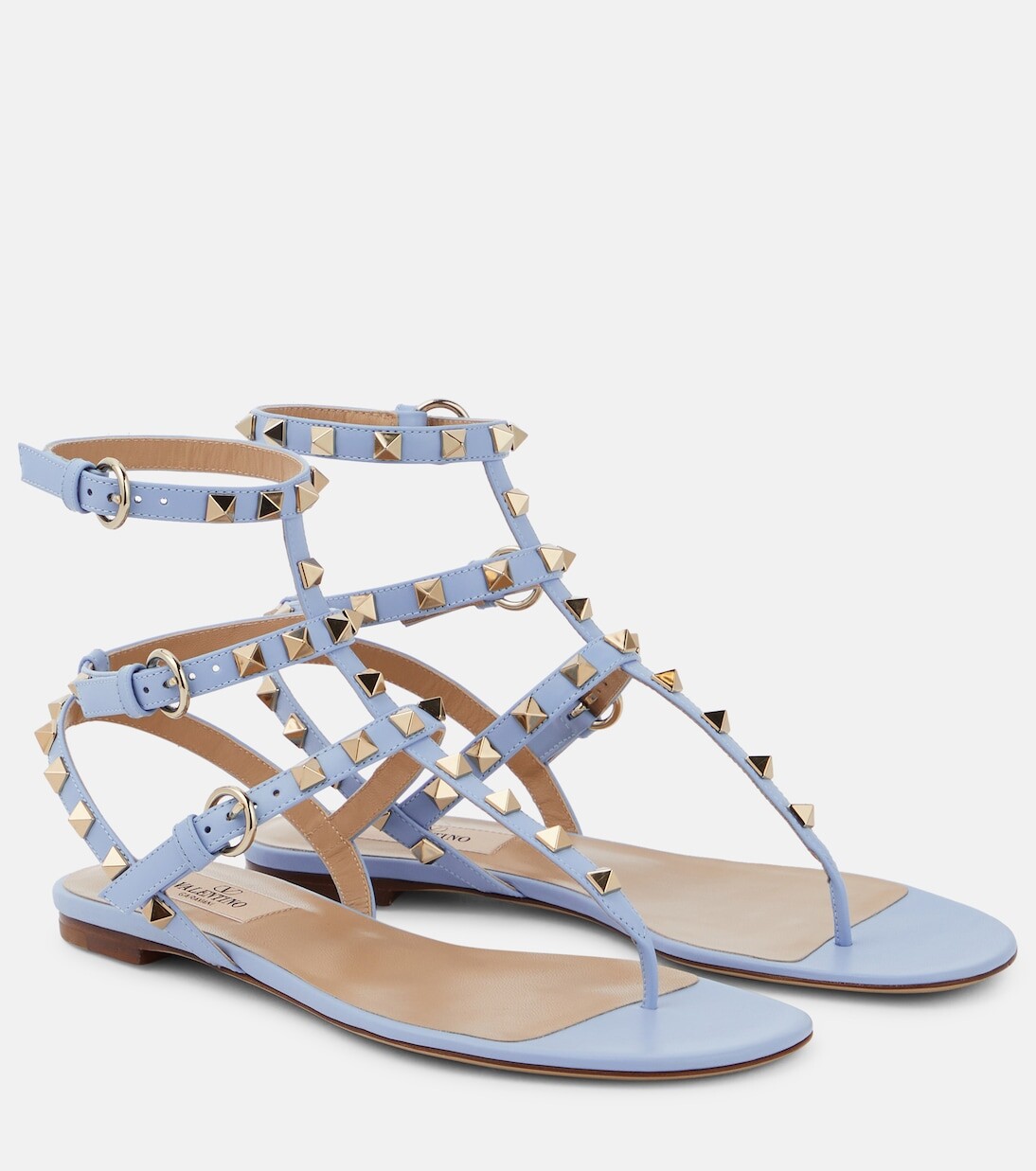 Босоножки rockstud с кожаными ремешками Valentino Garavani, синий