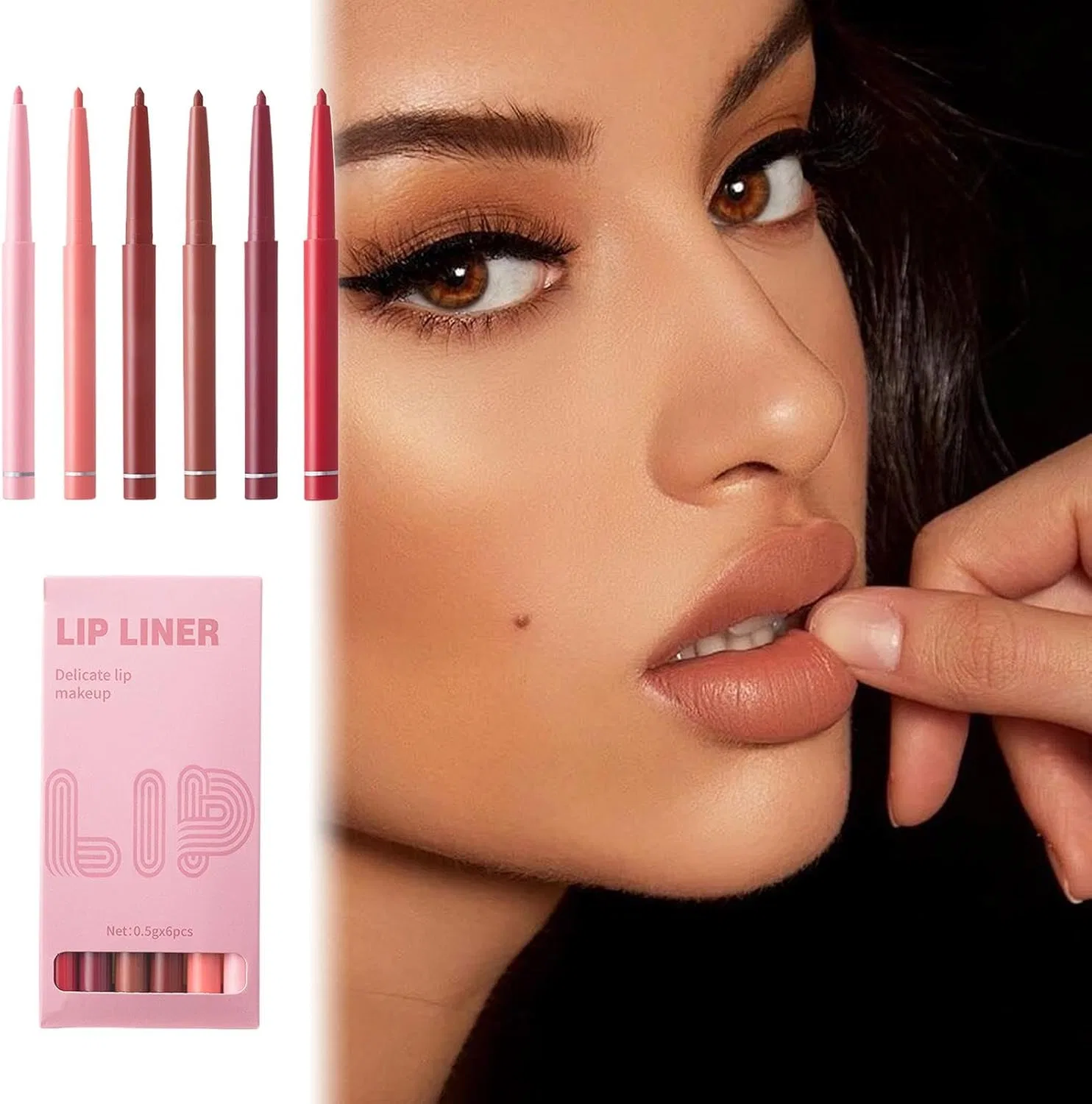 Набор карандашей для губ 6 шт., стойкие 24 часа, водостойкие, Makeup Revolution, nude — фото 3