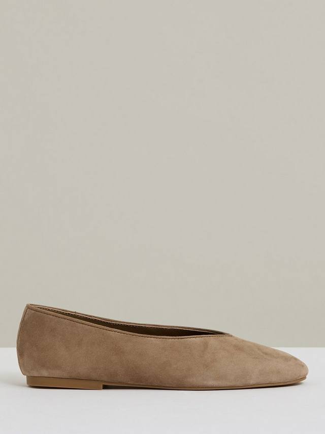Балетки Amelia Leather с закругленным мысом Reiss, Taupe