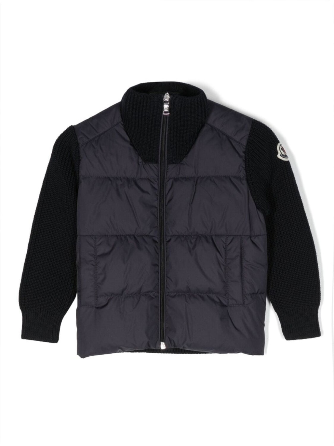

Moncler Enfant куртка с нашивкой-логотипом и вставками, синий