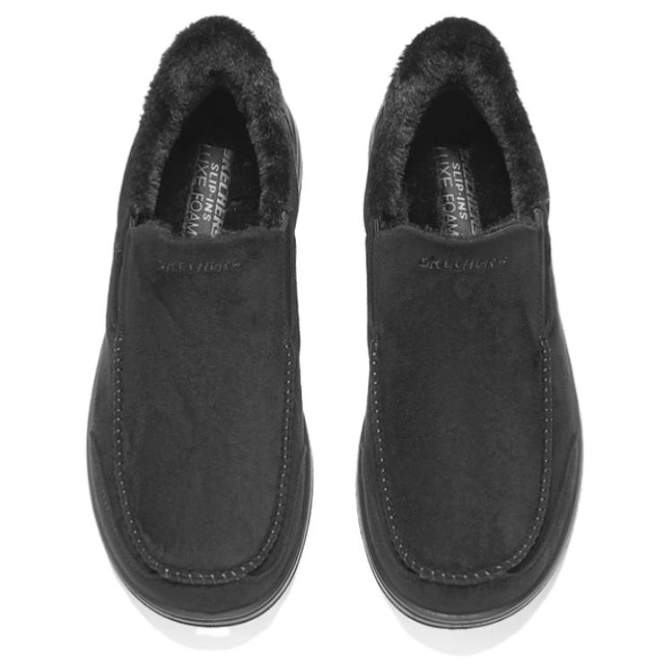 Утепленные короткие зимние ботинки на липучках для мужчин черные Skechers, черный+Giveaway (Panda Charm) — фото 4