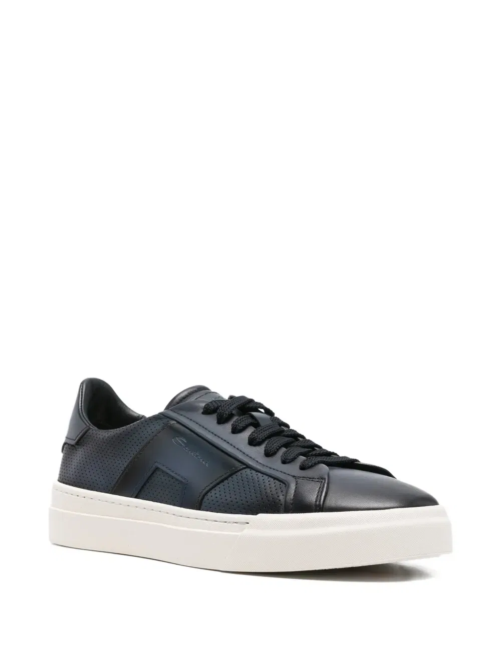 Перфорированные кожаные кроссовки Santoni, синий — фото 2