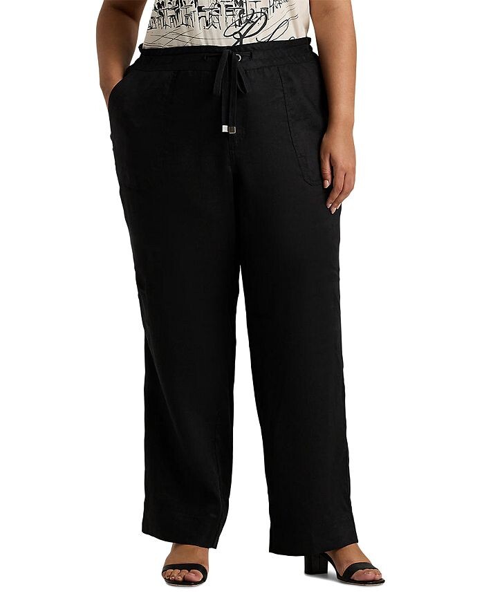 

Широкие льняные брюки Lauren Ralph Lauren, черный
