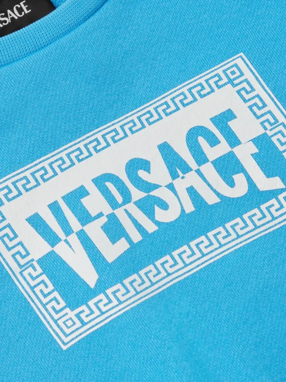 Детская толстовка из хлопкового джерси с принтом Versace Kids, синий — фото 3