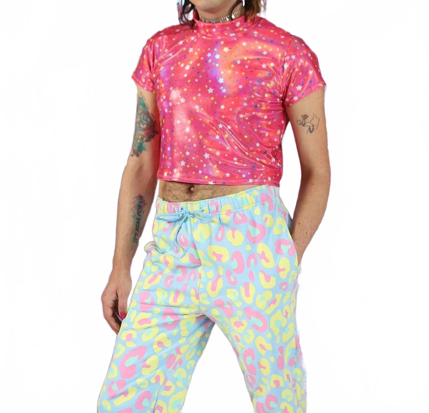 

Галактика Холо Кроп Топ в ярко-розовом Pretty Snake