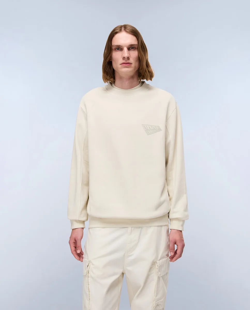 

Мужская толстовка с круглым вырезом белого цвета слоновой кости Napapijri